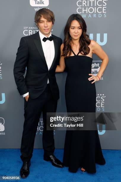 Sean Baker and Samantha Quan attend the 23rd Annual Critics' Choice Awards at Barker Hangar on January 11, 2018 in Santa Monica, California.