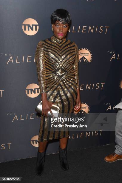 Nimi Adokiye attends Premiere Of TNT's "The Alienist" - Arrivals on January 11, 2018 in Los Angeles, California.