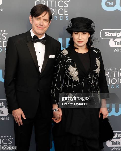 Daniel Palladino and Amy Sherman-Palladino attend the 23rd Annual Critics' Choice Awards at Barker Hangar on January 11, 2018 in Santa Monica,...