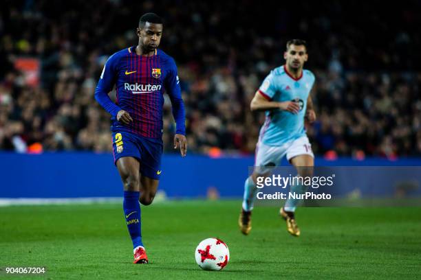 Nelson Semedo from Portugal of FC Barcelona during the Copa del Rey match between FC Barcelona v Celta de Vigo at Camp Nou Stadium in Barcelona on 11...