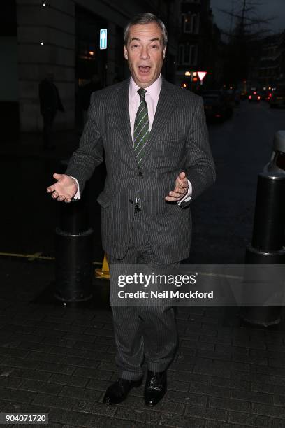 Nigel Farage seen at BBC Studios on January 12, 2018 in London, England.