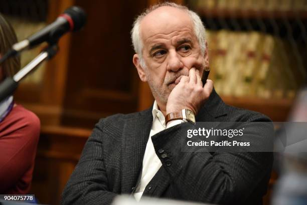 Toni Servillo during the launch of the book dedicated to him "Il Teatro di Toni Servillo" at the National Library of Naples.