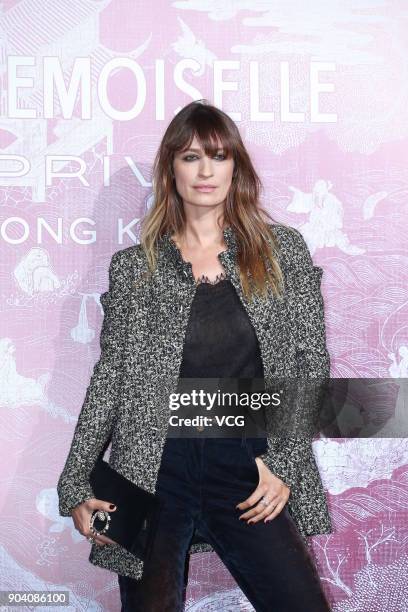 French model Caroline de Maigret attends the CHANEL 'Mademoiselle Prive' Exhibition Opening Event on January 11, 2018 in Hong Kong, Hong Kong.