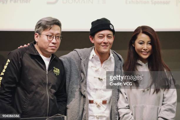 Singer and actor Edison Chen attends the opening ceremony of his art exhibition at the Ullens Center for Contemporary Art on January 11, 2018 in...