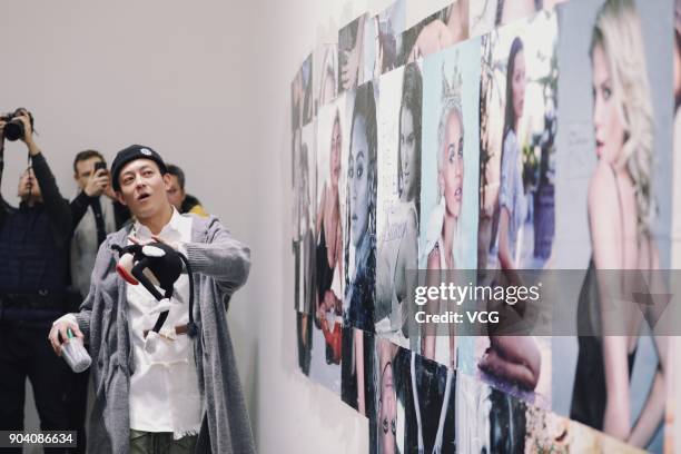 Singer and actor Edison Chen attends the opening ceremony of his art exhibition at the Ullens Center for Contemporary Art on January 11, 2018 in...