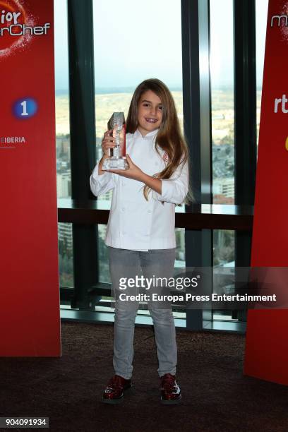 Esther Requena, winner of 'MasterChef Junior 3' poses for a photo session on January 11, 2018 in Madrid, Spain.