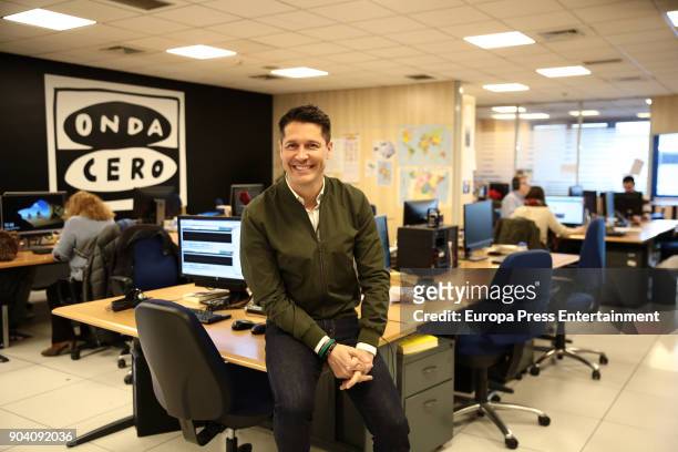 Spanish journalist Jaime Cantizano presents his new radio show 'Por fin no es lunes' at Onda Cero studios on January 11, 2018 in Madrid, Spain.