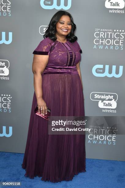 Octavia Spencer attends The 23rd Annual Critics' Choice Awards - Arrivals at The Barker Hanger on January 11, 2018 in Santa Monica, California.
