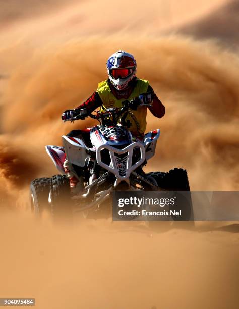 Rider competes during the Sharjah Sports Desert Festival at Al Badayer on January 12, 2018 in Sharjah, United Arab Emirates.