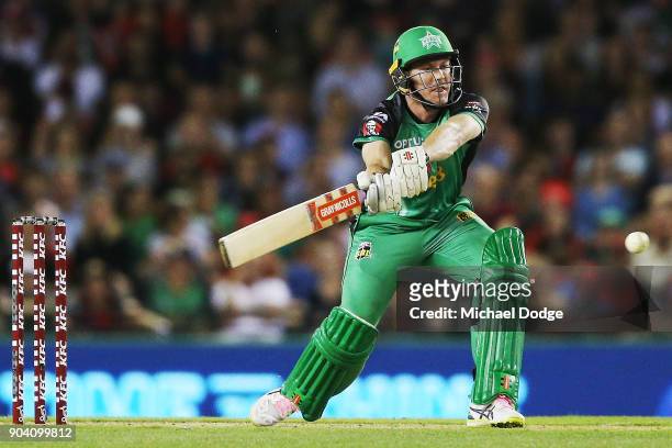James Faulkner of the Stars bats during the Big Bash League match between the Melbourne Renegades and the Melbourne Stars at Etihad Stadium on...