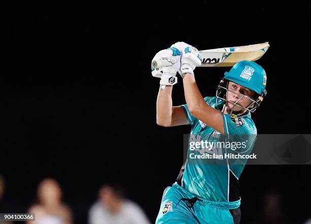 Beth Mooney of the Heat bats during the the Women's Big Bash League match between the Brisbane Heat and the Melbourne Stars at Harrup Park on January...