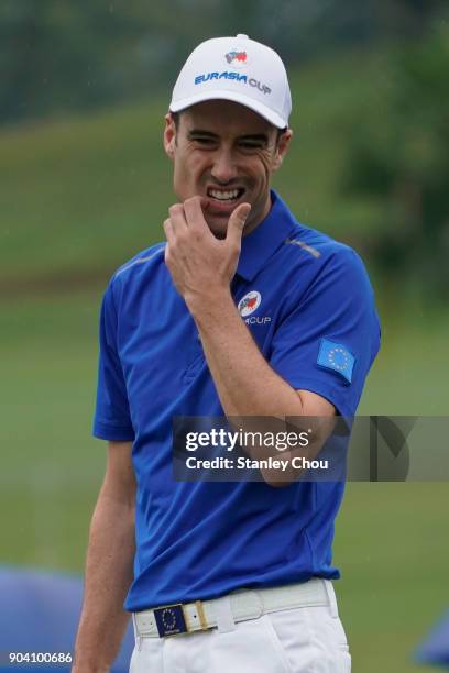 Ross Fisher of team Europe in action during the fourballs matches on day one of the 2018 EurAsia Cup presented by DRB-HICOM at Glenmarie G&CC on...