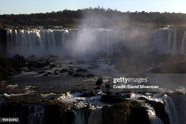 View of the Argentinian side of the Iguacu Falls as seen from the Iguacu National Park on August 12, 2009 near the town of Foz do Iguacu in the...