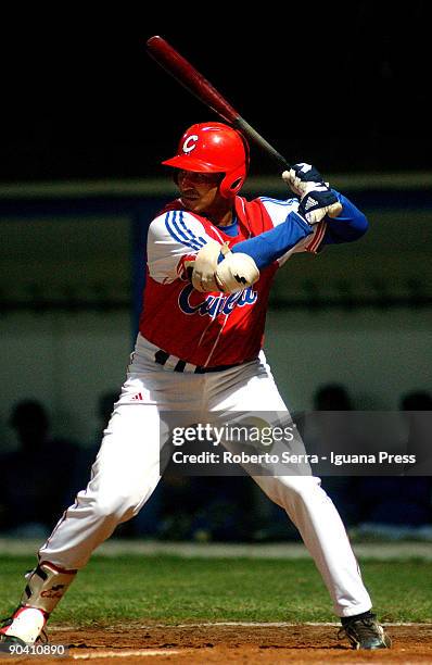 Frederich Cepeda of Cuba bats during a baseball match between Italy and Cuba at Ronchi dei Legionari on September 5, 2009 in Gorizia, Italy.