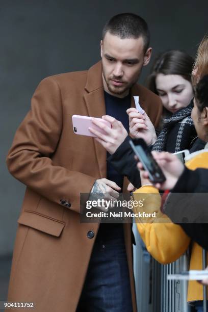 Liam Payne seen at BBC Radio One on January 12, 2018 in London, England.