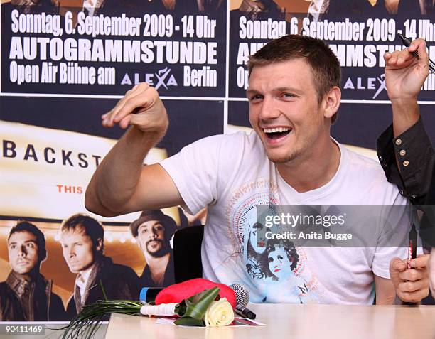 Nick Carter of the Backstreet Boys attends a autograph session on September 6, 2009 in Berlin, Germany.