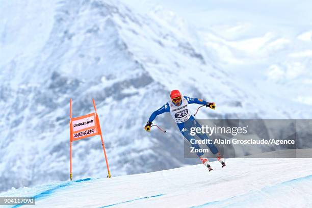 Christof Innerhofer of Italy in action during the Audi FIS Alpine Ski World Cup Men's Combined on January 12, 2018 in Wengen, Switzerland.