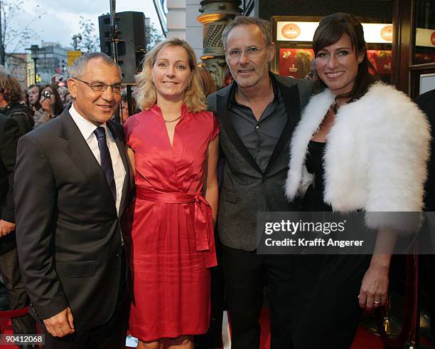 Presenter Reinhold Beckmann and his wife Kerstin and Felix Magath and his wife Nicola attend the Day of Legends gala night at the Schmitz Tivoli...