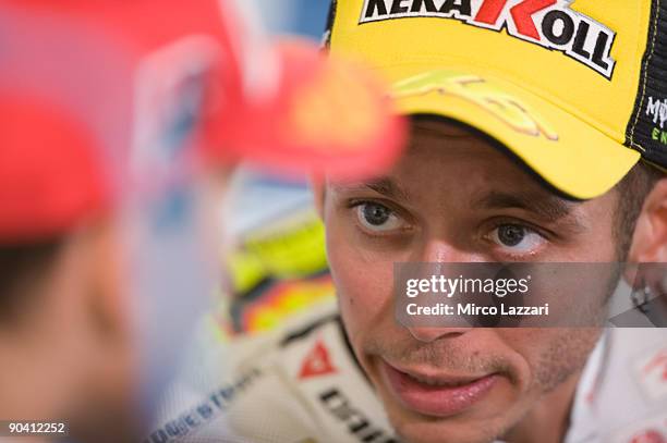 Valentino Rossi of Fiat Yamaha speaks during a press conference after the MotoGP of San Marino on September 6, 2009 in San Marino, Italy.