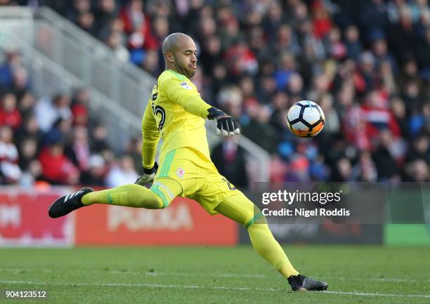 Darren Randolph of Middlesbrough during The Emirates FA Cup Third Round match between Middlesbrough and Sunderland at the Riverside Stadium on...