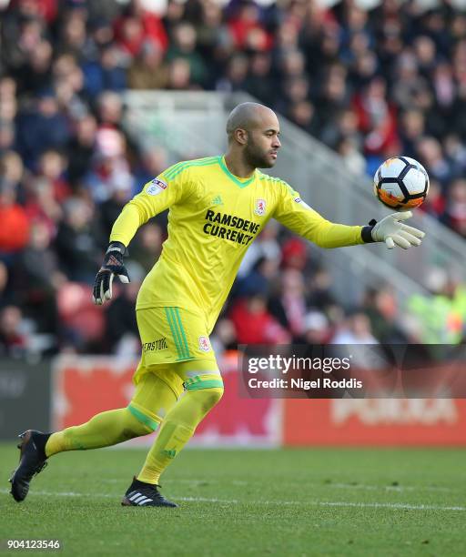 Darren Randolph of Middlesbrough during The Emirates FA Cup Third Round match between Middlesbrough and Sunderland at the Riverside Stadium on...