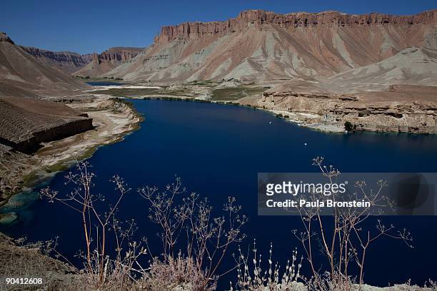 An overview of one of the six lakes that make up Band-E-Amir National Park September 6, 2009 in Band-E-Amir, Afghanistan. Located in the province of...