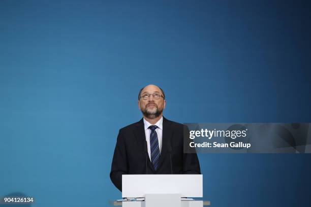 Leader of the German Social Democrats Martin Schulz, along with German Chancellor and head of the German Christian Democrats Angela Merkel and leader...