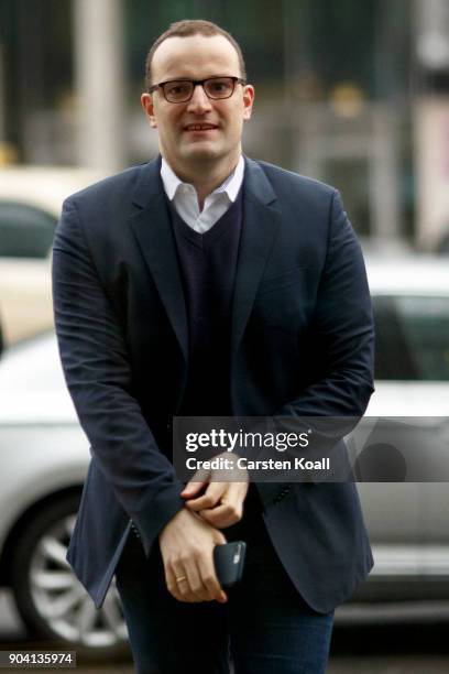 Jens Spahn of the German Christian Democrats arrives at a meeting of the CDU leadership following all night talks with the German Social Democrats...
