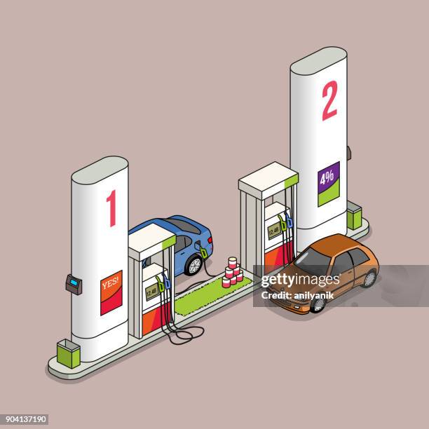 ilustrações de stock, clip art, desenhos animados e ícones de gas station - fuel station