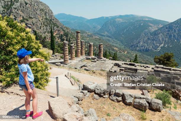 temple of apollo at delphi greece - delphi stock pictures, royalty-free photos & images