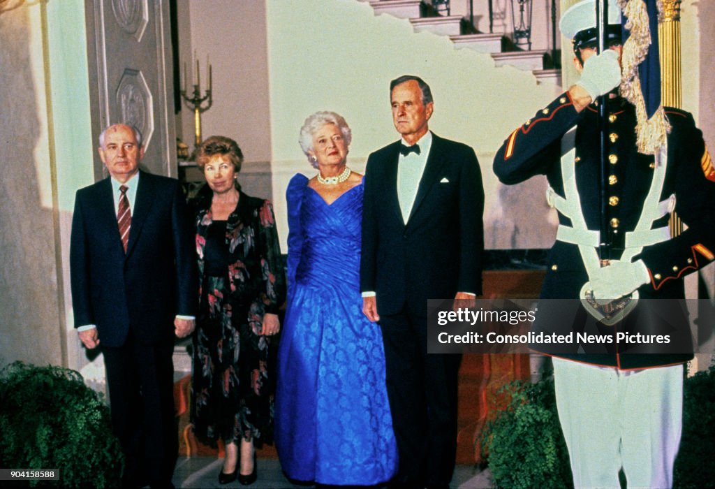 The Gorbachevs & Bushes At White House