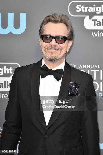 Gary Oldman attends The 23rd Annual Critics' Choice Awards - Arrivals at The Barker Hanger on January 11, 2018 in Santa Monica, California.