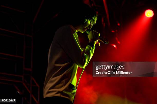 Faris Badwan of The Horrors performing on stage on the second day of Offset Festival at Hainault Country Park on September 6, 2009 in Chigwell,...