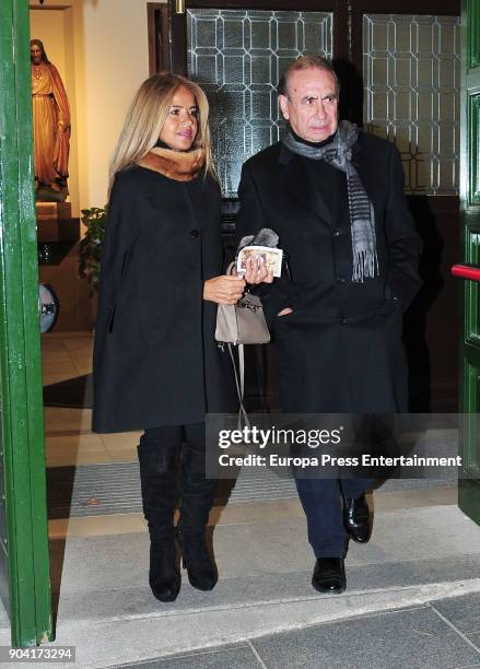 Begona Garcia Baquero and Pedro Trapote attends the funeral mass for Carmen Franco, daughter of the dictator Francisco Franco, at the Francisco de...