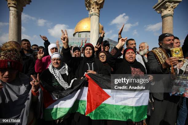 Palestinians stage a protest against U.S. President Donald Trumps announcement to recognize Jerusalem as the capital of Israel and plans to relocate...