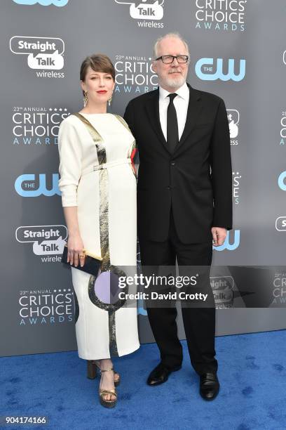 Tracy Letts and Carrie Coon attend The 23rd Annual Critics' Choice Awards - Arrivals at The Barker Hanger on January 11, 2018 in Santa Monica,...