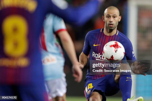 Javier Mascherano of FC Barcelona during the Spanish Copa del Rey match between FC Barcelona v Celta de Vigo at the Camp Nou on January 11, 2018 in...