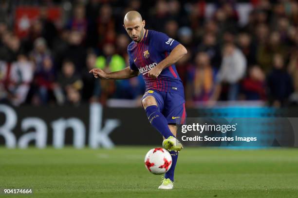 Javier Mascherano of FC Barcelona during the Spanish Copa del Rey match between FC Barcelona v Celta de Vigo at the Camp Nou on January 11, 2018 in...