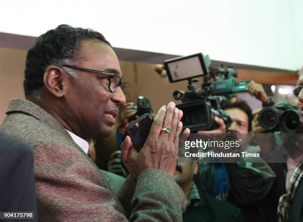 Supreme Court Judge J Chelameswar, after addressing the media on January 12, 2018 in New Delhi, India. Four Supreme Court judges took the...