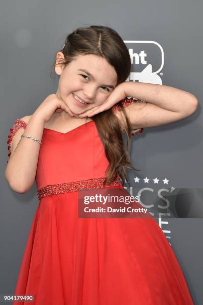 Brooklynn Prince attends The 23rd Annual Critics' Choice Awards - Arrivals at The Barker Hanger on January 11, 2018 in Santa Monica, California.