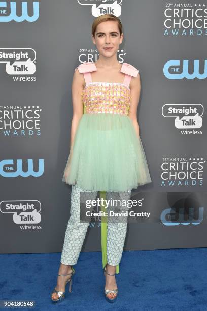 Kiernan Shipka attends The 23rd Annual Critics' Choice Awards - Arrivals at The Barker Hanger on January 11, 2018 in Santa Monica, California.