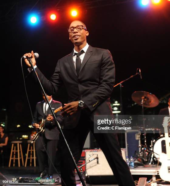 Singer Raphael Saadiq performs during day 2 of the 2009 Bumbershoot Music and Arts Festival at Seattle Center on September 5, 2009 in Seattle,...