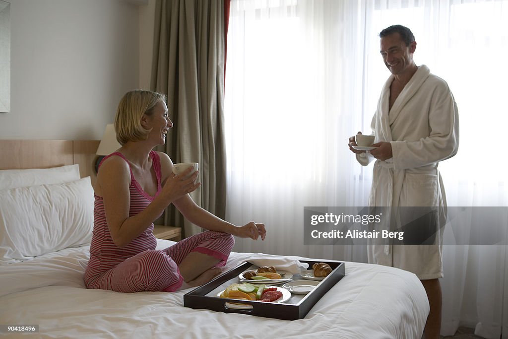 Couple in hotel room