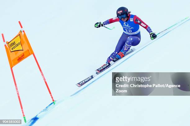 Stacey Cook of USA in action during the Audi FIS Alpine Ski World Cup Women's Downhill Training on January 12, 2018 in Bad Kleinkirchheim, Austria.