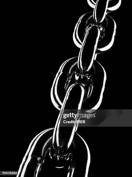 close up of strong steel chain - steel pier stock pictures, royalty-free photos & images