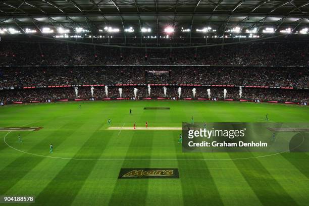General view during the Big Bash League match between the Melbourne Renegades and the Melbourne Stars at Etihad Stadium on January 12, 2018 in...