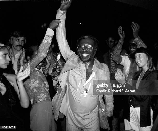 Curtis Mayfield posed inside Studio 54 Club in New York in 1977