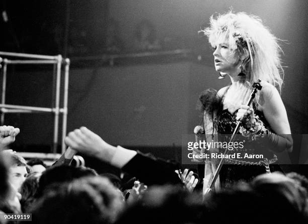Cyndi Lauper performs live on stage in Los Angeles in 1984