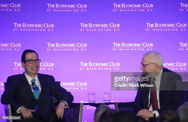 Treasury Secretary Steven Mnuchin discusses tax reform, and the debt ceiling, during a forum hosted by David Rubenstein, president of the Economic...