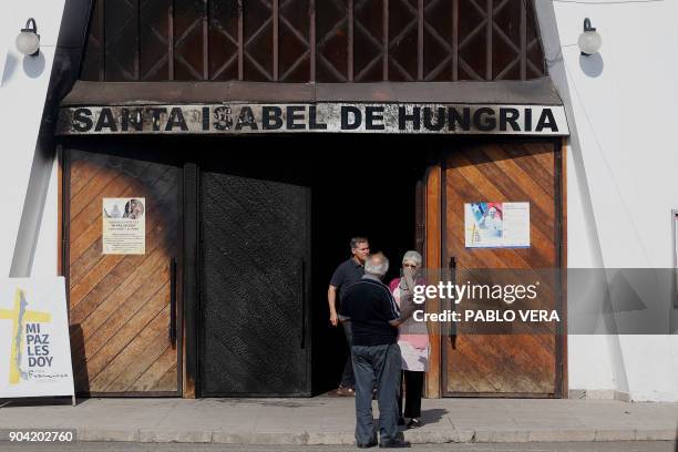 Outside view of Santa Isabel de Hungria church in Santiago, where an attack with an incendiary device occured and a threating message against the...